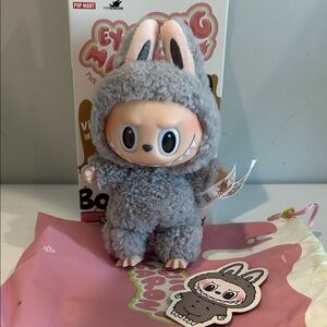 Pop Mart Labubu Exciting Macaron SESAME BEAN in gray NEW